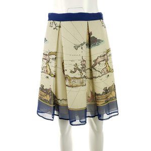 Anthropologie Anna Sui Silk Map Of The World Skirt